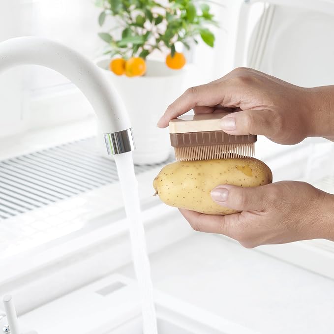 HIC Kitchen Potato Brush and Vegetable Scrubber, Dual-Textured Bristles - Image 3