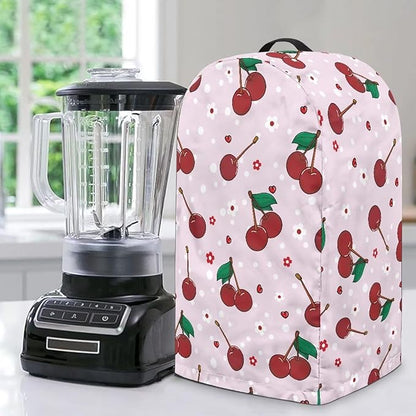 Cherry Print Blender Covers for Kitchen Food Processor Cover with Handle, Drawstring Dust Covers for Kitchen Appliances Stand Mixer or Coffee Maker Appliance Cover