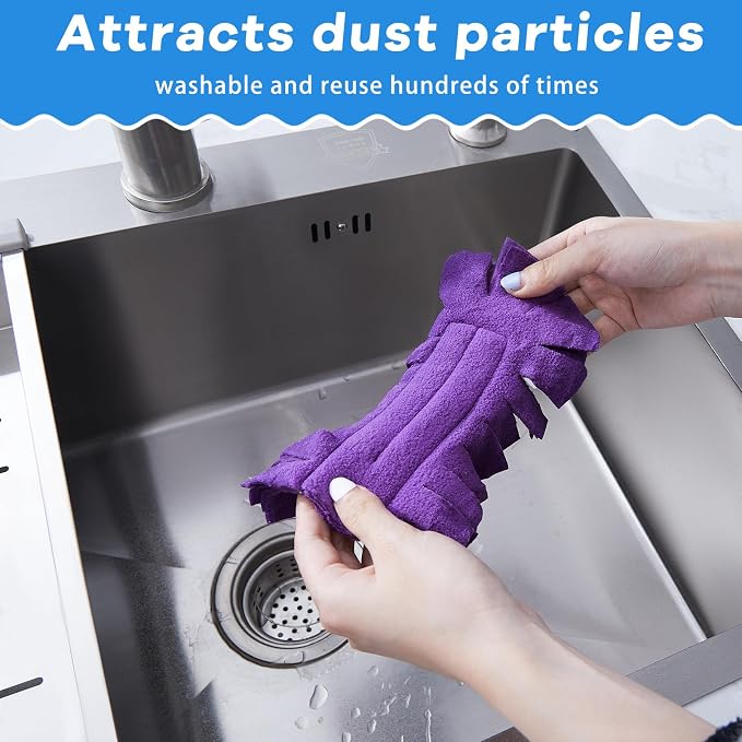 Zubebe 3 Pcs Duster Refill Reusable Fleece Duster Refills Feather Flat Dusters - Image 3