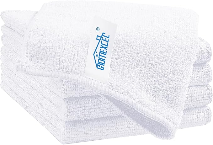 HOMEXCEL White Microfiber Cleaning Cloth, 5 Pack Cleaning Towels by HOMEXCEL