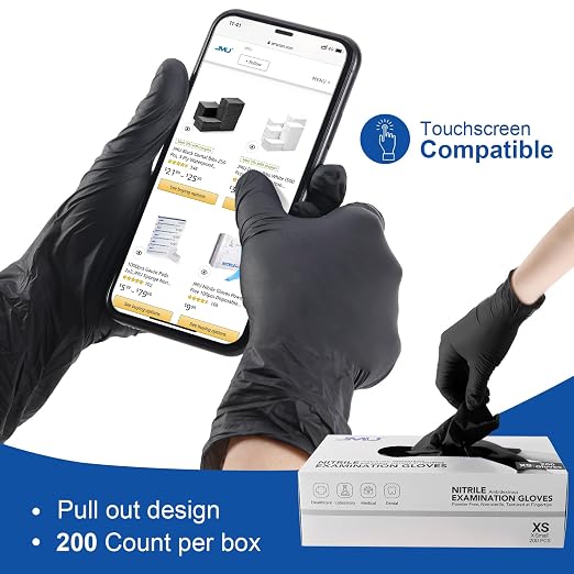JMU Black Nitrile Gloves Small Case of 1200, 3.5Mil Nitrile Exam Gloves - Image 6