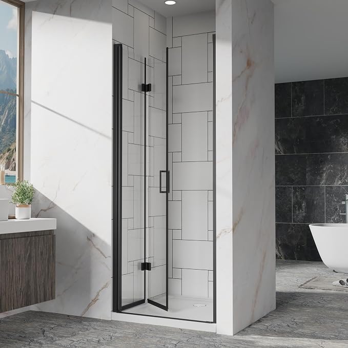 Frameless Bi-Fold Shower Door 32" W x 72" H, 1/4" Clear Tempered Glass - Image 2