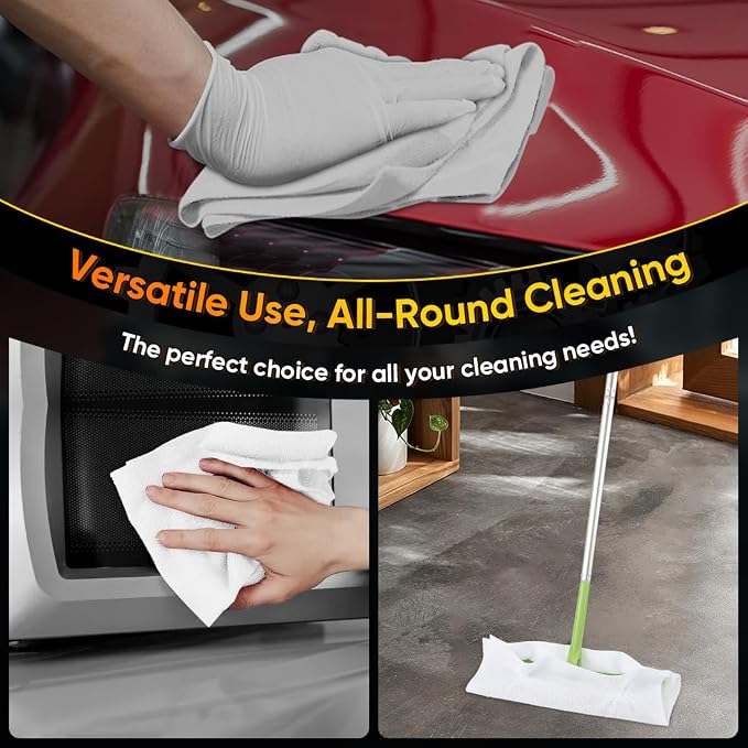 HOMEXCEL White Microfiber Cleaning Cloths 100 Pack, Reusable Cleaning Rags Shop - Image 4