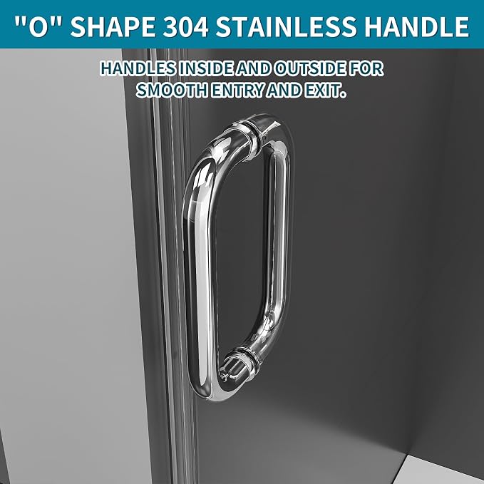 Framelss Single Swing Hinged Shower Door, 5/16" Tempered Glass - Image 9