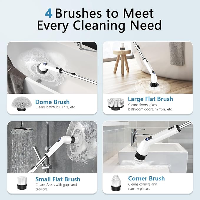 TUYU Electric Spin Scrubber, Full-Body IPX7 Waterproof Bathroom Scrubber - Image 3