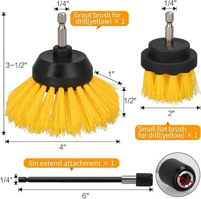Grout Brush for Drill, 2025 New Crevice Cleaning Brush Set, for Tile Grout - Image 7