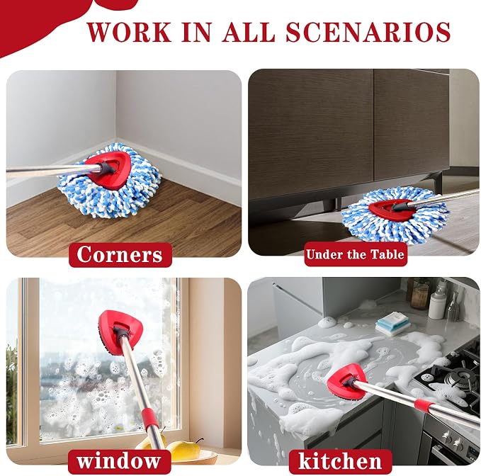 4 Pack Spin mop Replacement Head, Spin mop Scrub Brush, Microfiber Mop Refills - Image 4