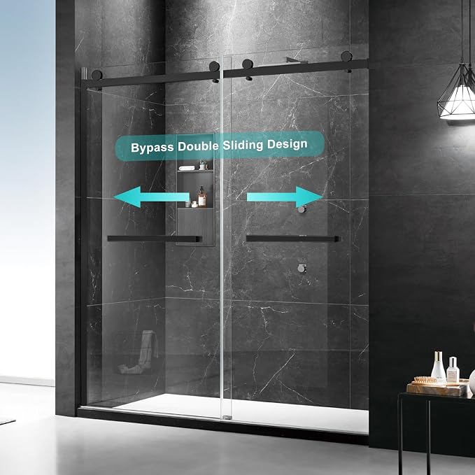 Milano Shower Door, 18 inch Pull Handle, Stainless Steel Hardware, Matte Black - Image 2