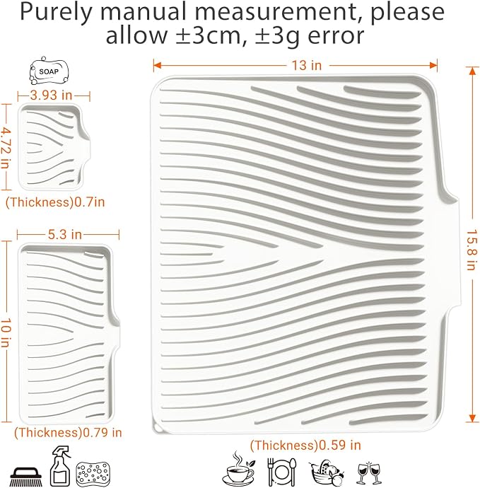 Silicone Dish Drying Mat for Kitchen Counter, Dish Drying Pad, Non-Slip Drain - Image 2