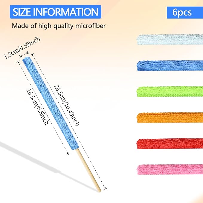 6 Pcs Mini Dusters for Cleaning Microfiber Detail Duster Sticks Fan Cleaning - Image 2