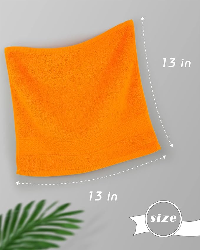 Cleanbear Washcloths Orange Face Cloths Set of 6 Large All Cotton Bathroom Wash - Image 4
