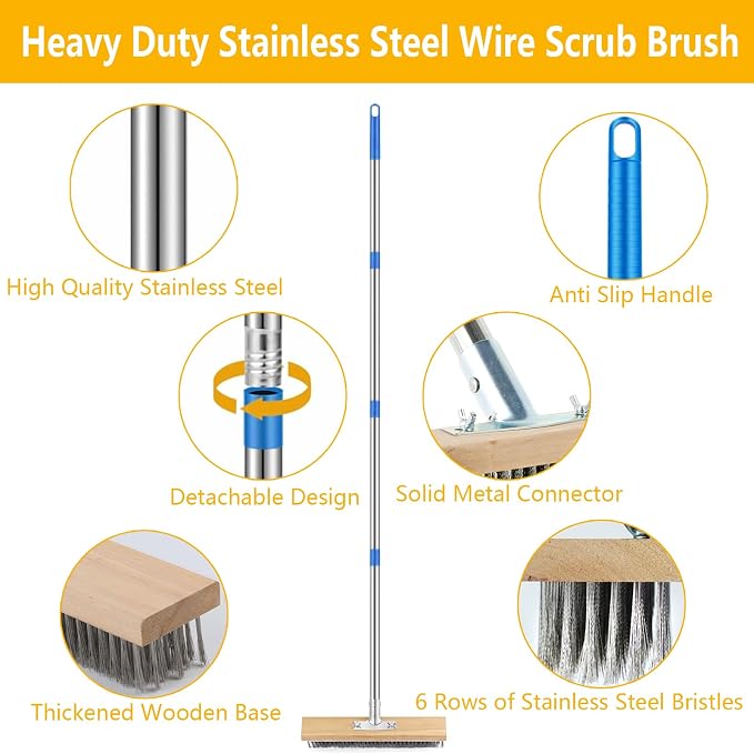 Stainless Steel Deck Brushes for Scrubbing Heavy Duty - Image 3