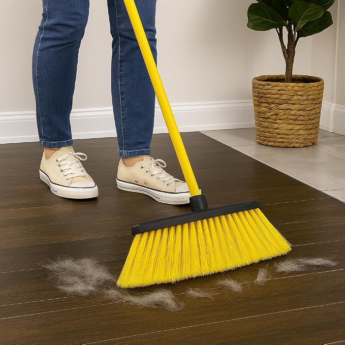 LUZIA Yellow 14" Premium Broom Head – Extra Dense Soft Flagged Bristles – Deep - Image 2