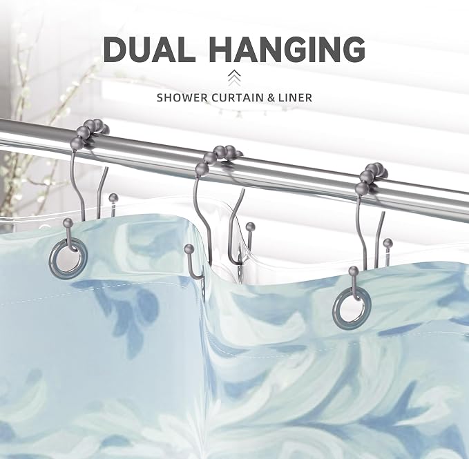 Shower Curtain Hooks, Shower Curtain Rings Rust Proof Double Hook Shower - Image 5