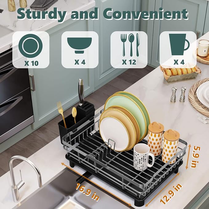 Iron Dish Drying Rack with Drainboard Dish Drainers - Image 7