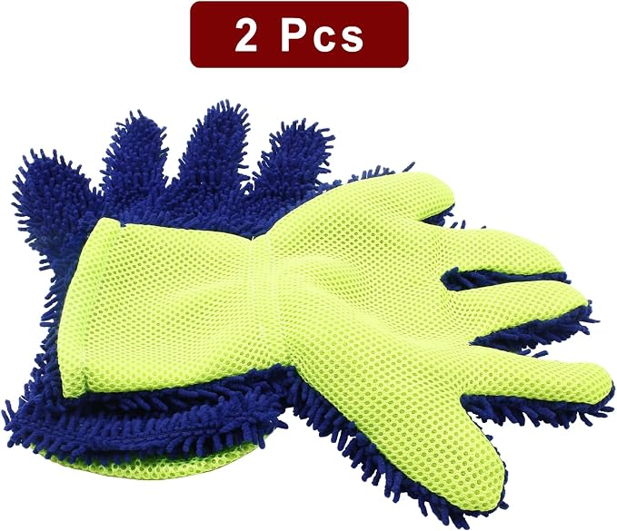 BokWin 2-Pack Car Wash Mitt Scratch Free, 5-Finger Microfiber Wash Mitts - Image 2