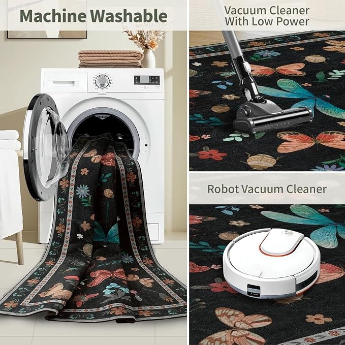 2x6 Floral Runner Rug, Washable Runners - Image 5