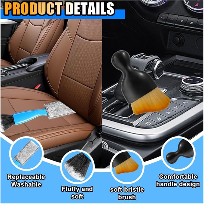 4PCS Car Interior Dust Brush, Soft Bristles Cleaning Brush Car Detailing Brush - Image 3
