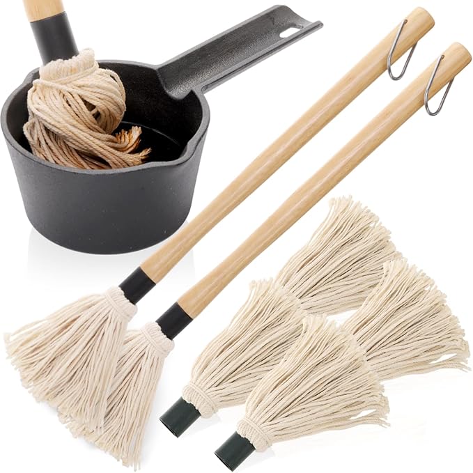 Cast Iron Sauce Pot and BBQ Mop Brush Set by Eorbow