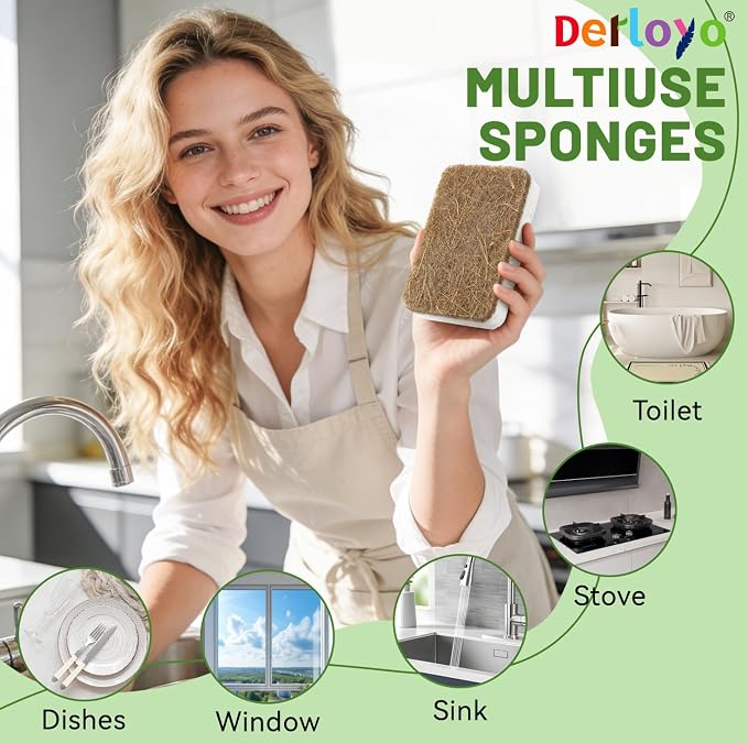 12 Count Plant-Based Kitchen Sponges, Compostable Cellulose Sponge, - Image 6
