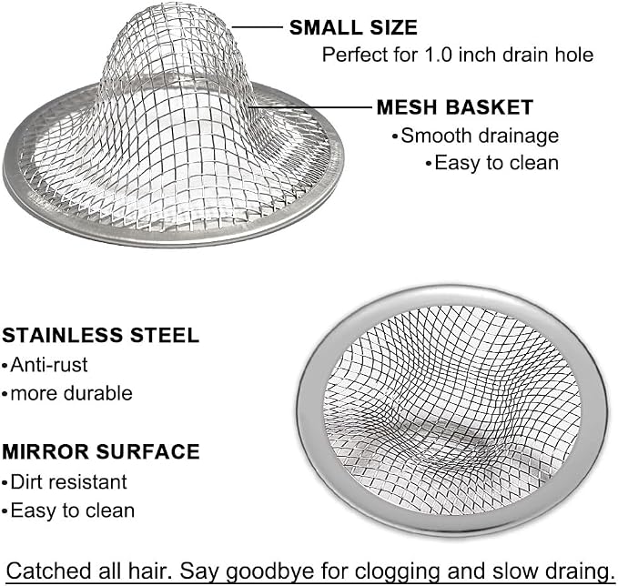 1.0" Small Drain Strainer, Sink Drain Hair Catcher, Bathroom Sink Drain Strainer - Image 4
