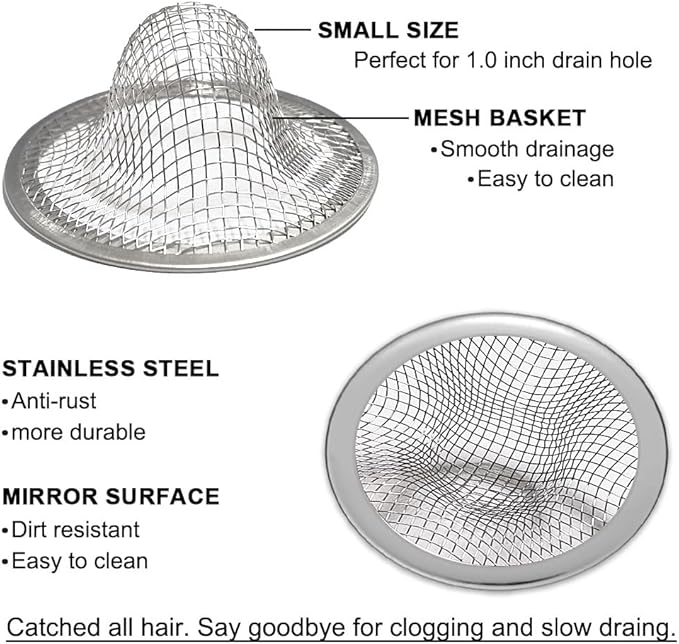 1.0" Bathroom Sink Drain Strainers, Mop Pool, RV Sink, Stainless Steel Drain - Image 4