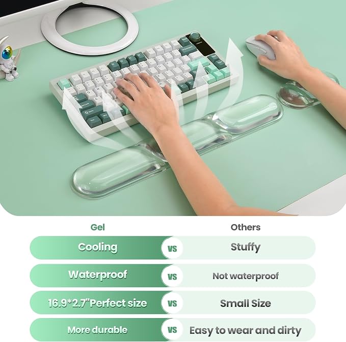 TECKNET Clear Gel Wrist Rest for Computer Keyboard, Ergonomic Gel Keyboard - Image 4