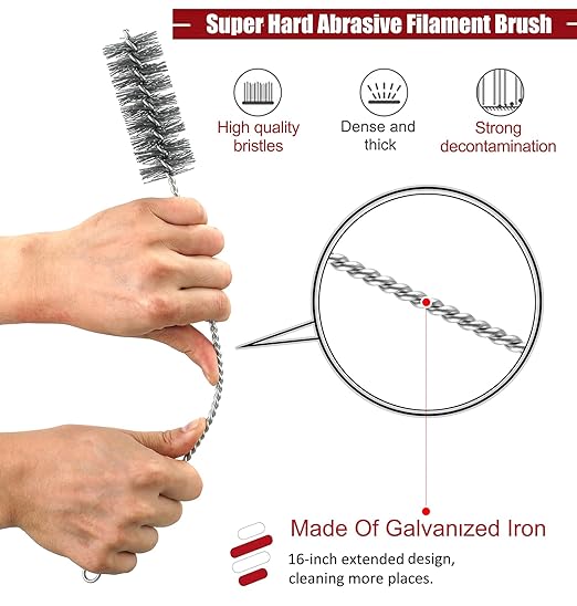 16 Inch Extra Long Pipe Cleaning Brush Set Abrasive Filament, 8 Piece Variety - Image 3
