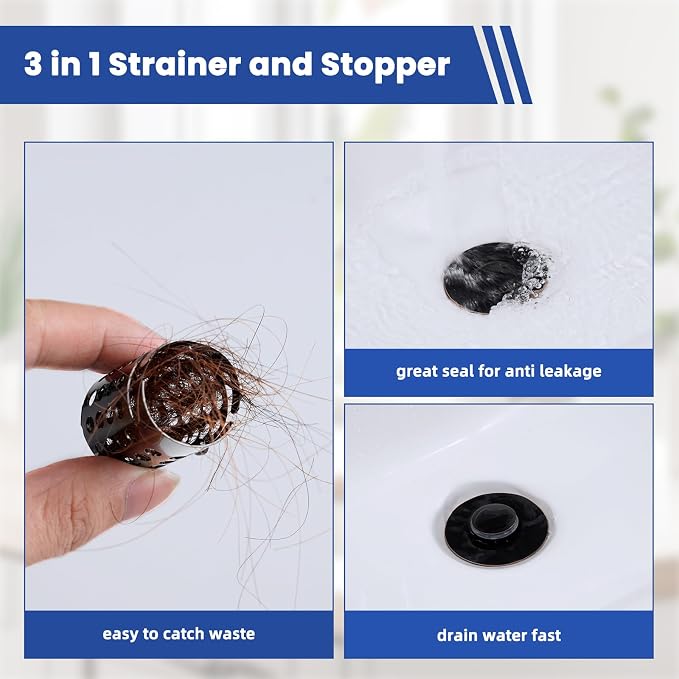 Universal Bathroom Sink Drain Strainer Hair Catcher 2PCS Upgraded - Image 4