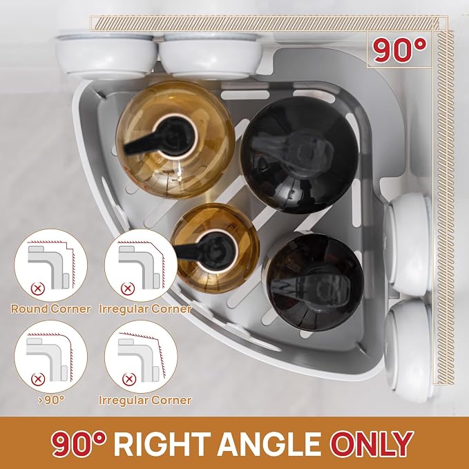 LEVERLOC Corner Shower Caddy Suction Cup, Shower Caddy Basket Powerful Suction - Image 4