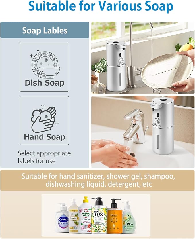 Automatic Liquid Soap Dispenser 12.8oz, Rechargeable & 6 Levels Soap Adjustable - Image 6