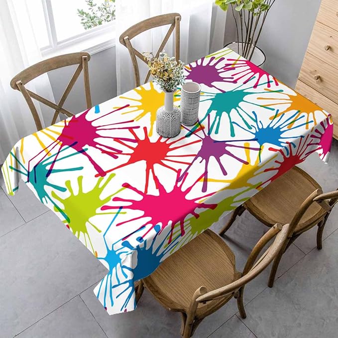 Color Blots Table Cover 52x70 Paintball Splatter Red Yellow Green Blue Table by Unknown