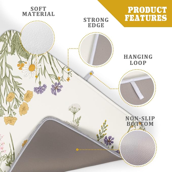 Khope Spring Dish Drying Mat for Kitchen Counter 18x24 Inch Sage Green Wild - Image 4
