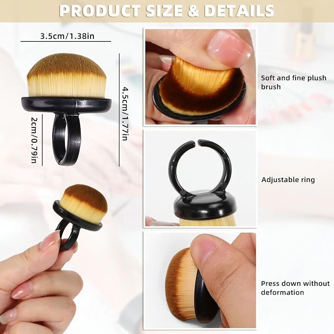 4Packs Nail Dust Cleaning Brush Ring, Soft Brushes - Image 2