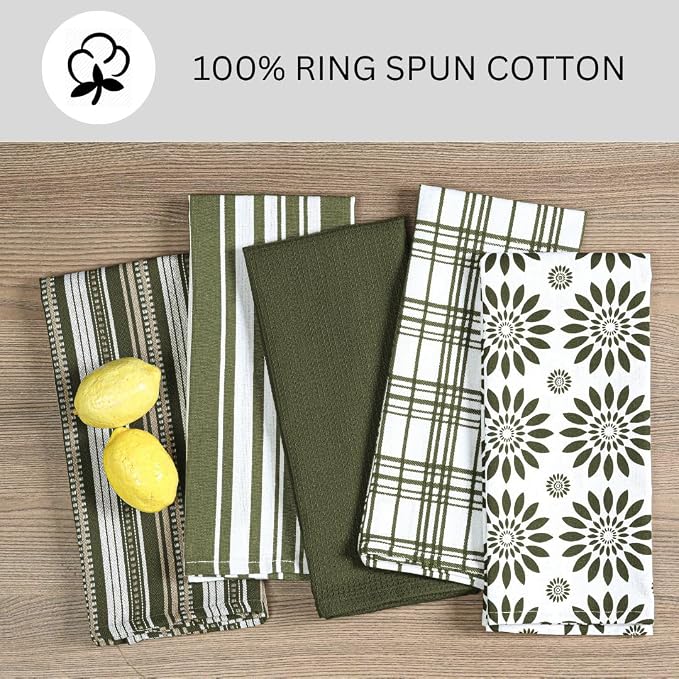 Assorted Kitchen Towels 16x26 Inch 100% Cotton Set of 5 - Image 2