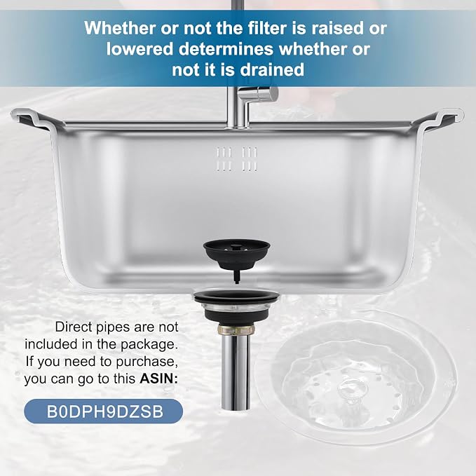 ZM Kitchen Black Sink Stainless Steel Basket Strainer - Image 5