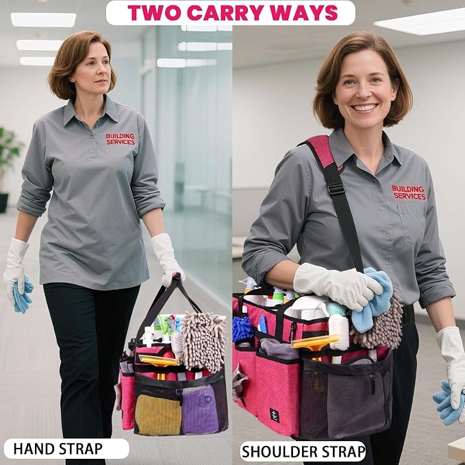 Extra large Cleaning Caddy Bag Built-in Sturdy Support Board, Cleaning Organizer - Image 3