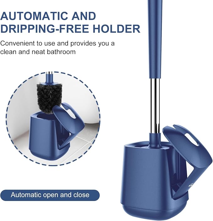 SetSail Toilet Brush and Holder, Self Closing Lid Toilet Bowl Brushes Holder - Image 4