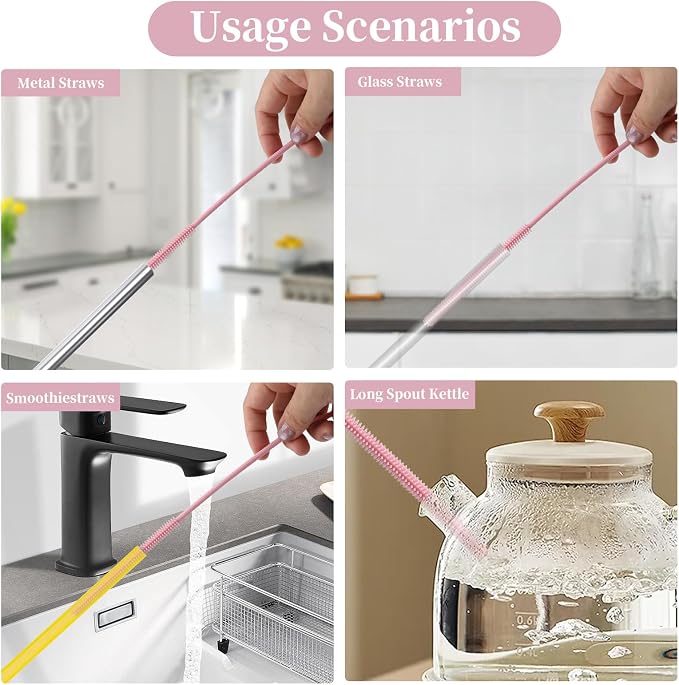 2Pcs silicone straw cleaning brushes, extra long, used - Image 6