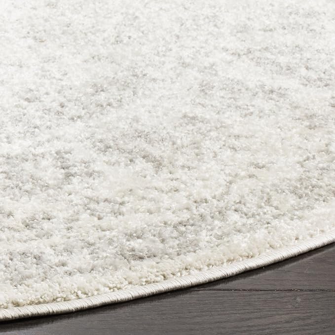 SAFAVIEH Adirondack Collection Area Rug - 6'7" Round, Ivory & Silver, Distressed Vintage Floral Design, Non-Shedding & Easy to Clean, Ideal for Living Room, Bedroom, Dining Space (ADR109C)