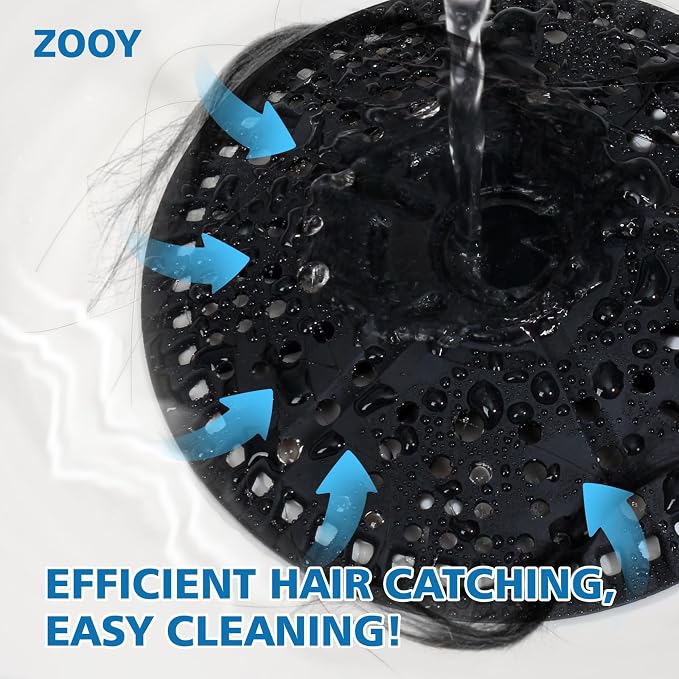 ZOOY Shower Drain Hair Catcher, 2 Pack 5.5 Inch Silicone Large Drain Cover - Image 7