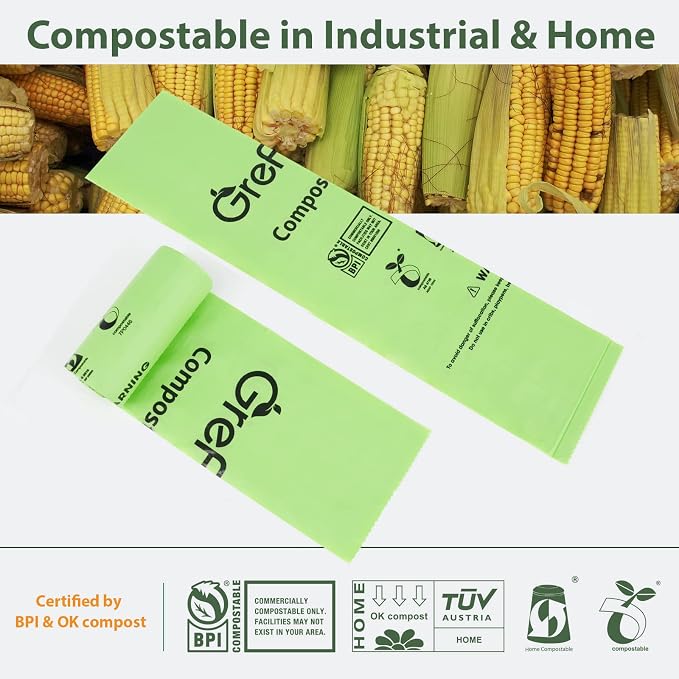 GreFusion Compostable Bags for Kitchen Compost Bin, 1.2 Gallon, Certified by - Image 5