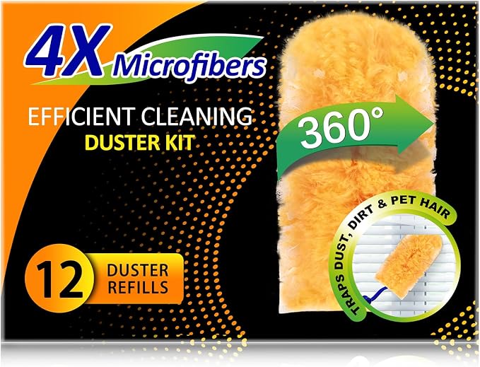 Heavy Duty Multi Surface 360°Heavy Duty 12 Duster Refills & 1 Handle, Compatible by LANARP