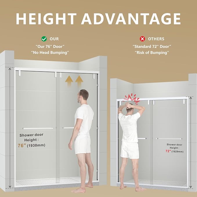 RFN 44-48" W x 76" H Framed Bypass Double Sliding Shower Door, 1/4" - Image 3