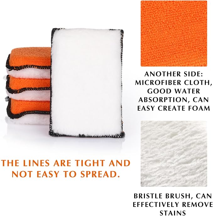Mudder 8 Pcs Car Interior Scrubbing Sponge 5'' x 3'' Fiber Car Wax Applicator - Image 3
