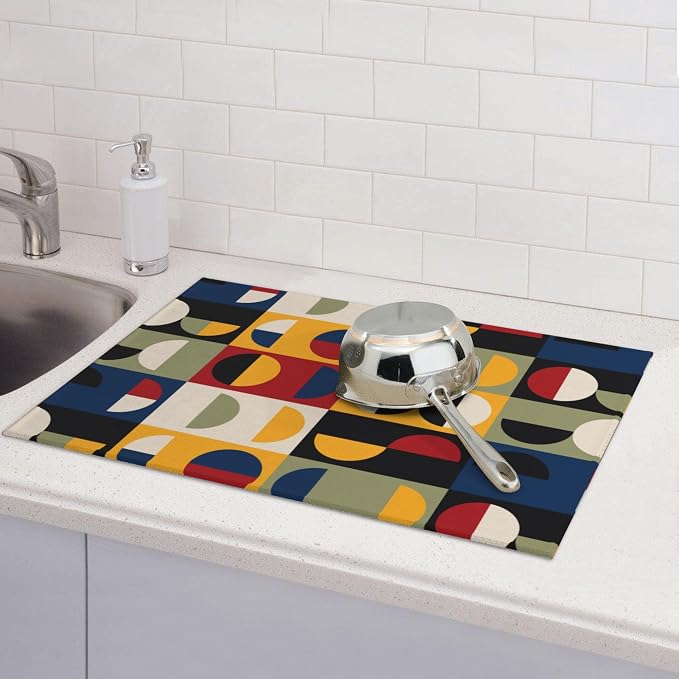 Retro Mid Century Modern Kitchen Drying Mat Microfiber Dish Drainer Mat - Image 5