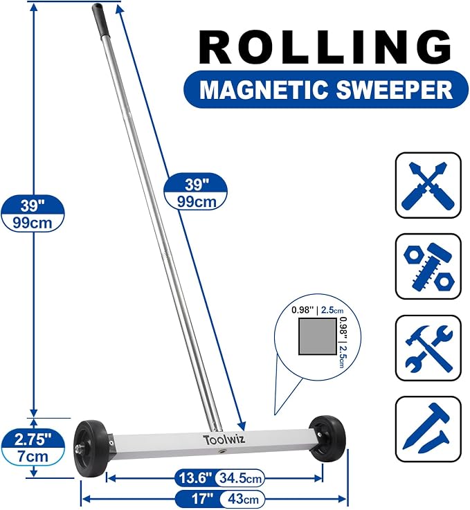 Toolwiz 17" Rolling Magnetic Sweeper 10lbs, - Image 6