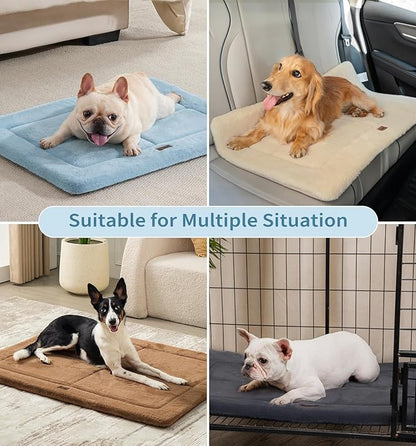MADE 4 PETS Dog Crate Pad Bed for Medium Large Dogs, Washable & Reversible, Anti-Slip Kennel Mat for Cozy Sleeping, Soft Fluffy Dog Bed for Indoor & Outdoor Use, 35"x23", Blue