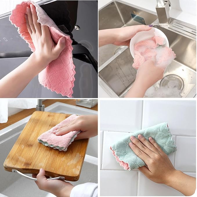 24 Pack Cleaning Cloth Kitchen Cloth, Dish Towels Super Absorbent Coral Velvet - Image 4