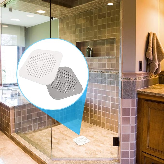Square Drain Cover for Shower 5.7-inch TPR Drain Hair Catcher Flat Silicone - Image 5